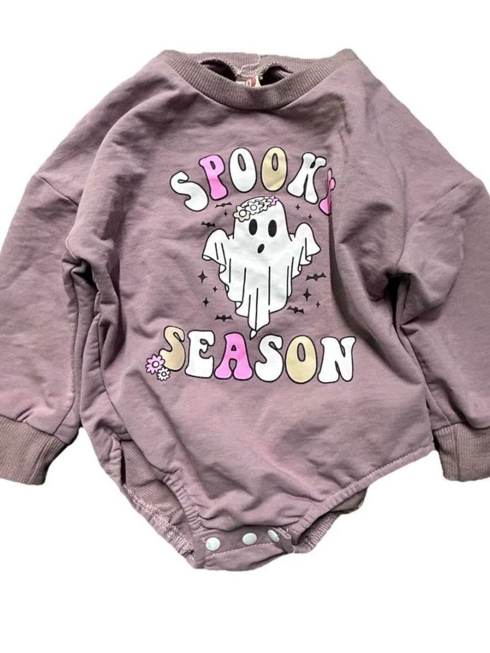 Baby Girl Purple Sweatshirt Bodysuit Spooky Season Ghost Size 6-12 Months